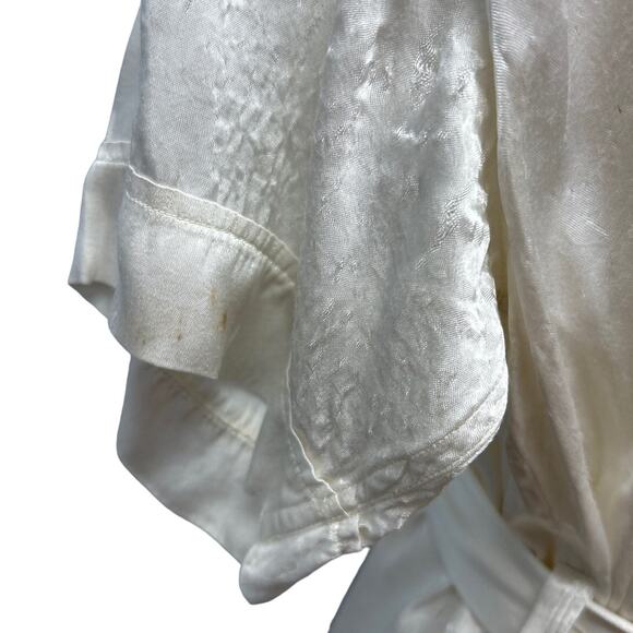 Vintage Handmade Womens Medium Silky Pullover Short Sleeve Belted Blouse Top - Picture 4 of 5